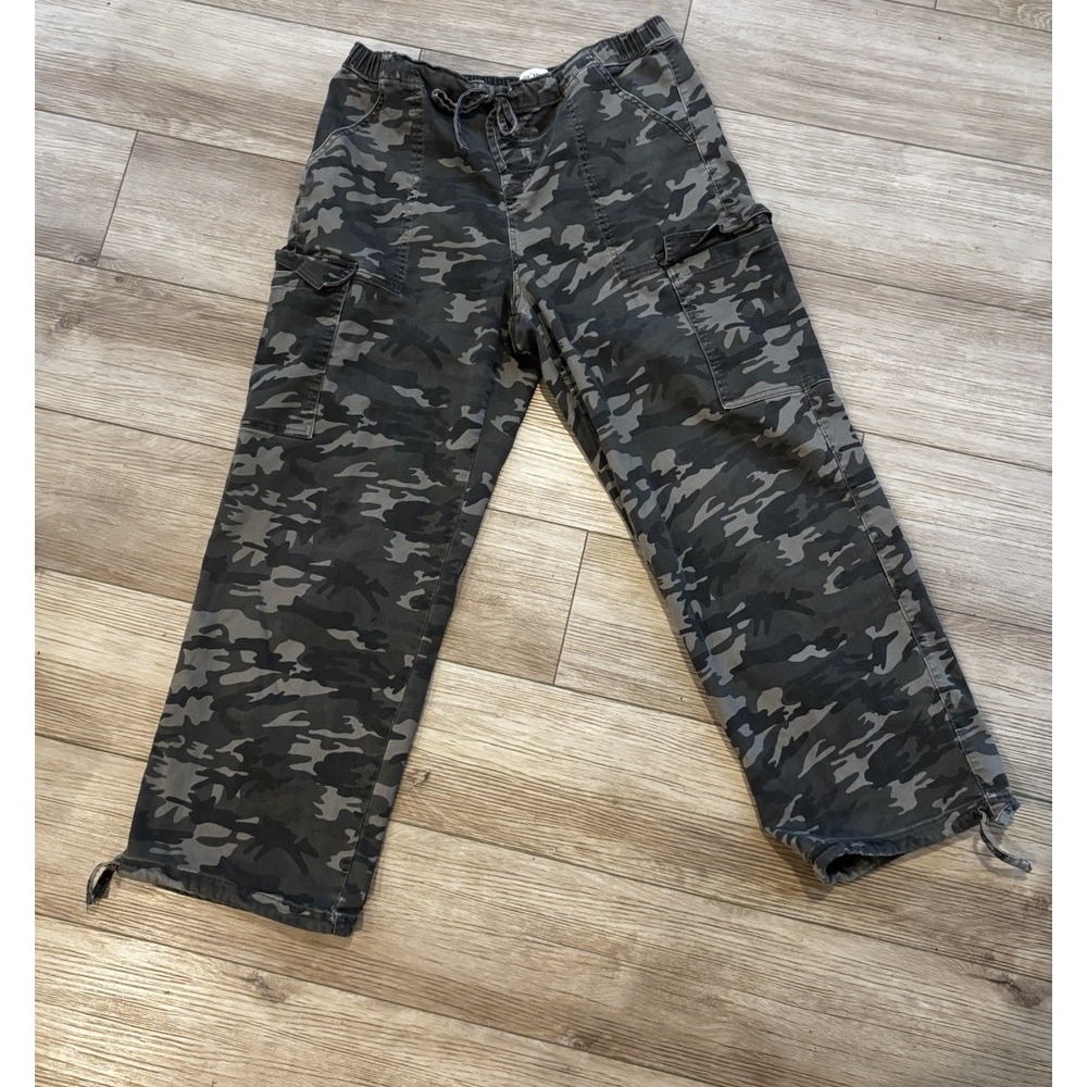 Vanilla Star Camouflage Wide Leg Cargo Women's Size XL Drawstring Baggie Grunge
